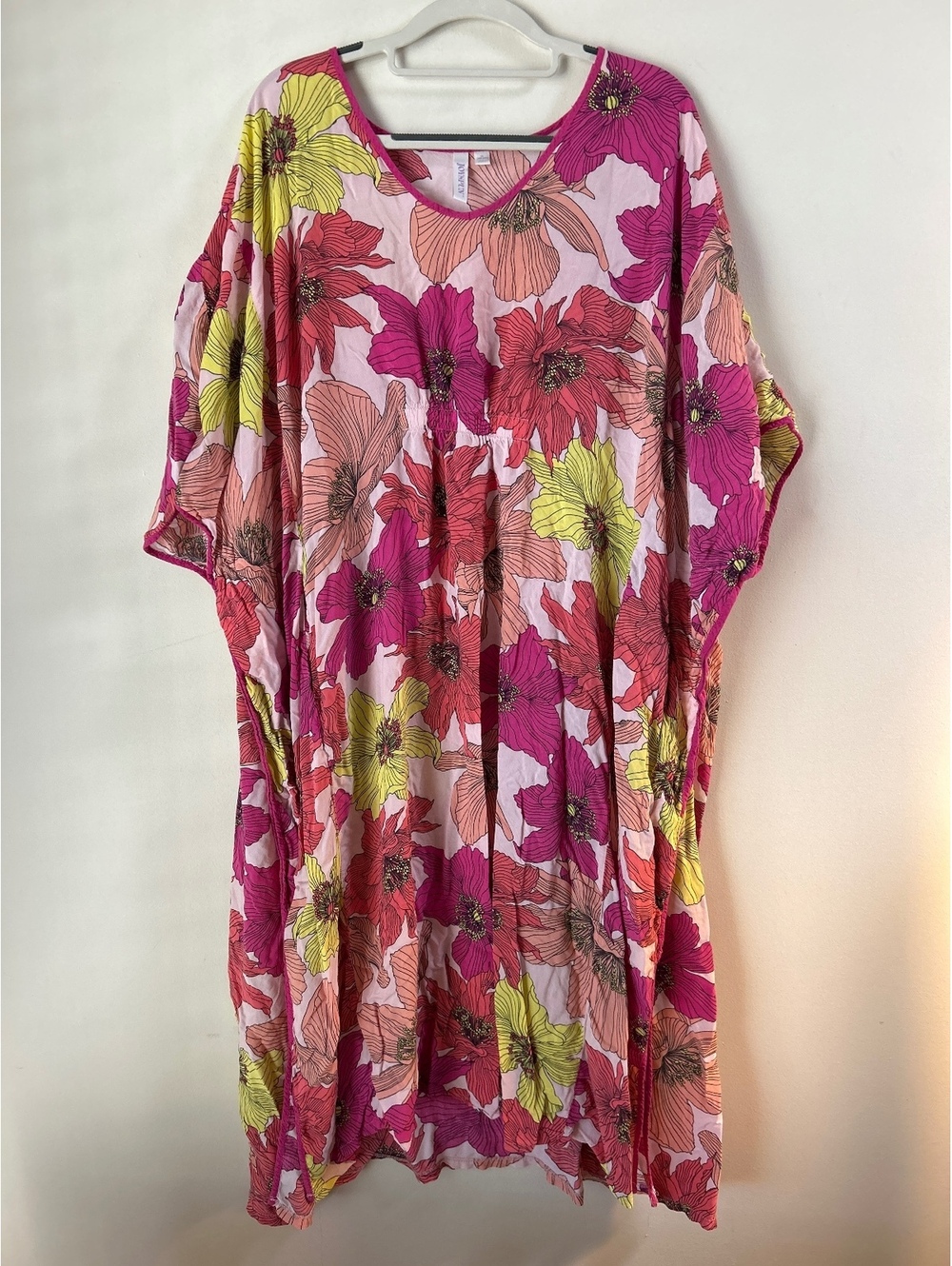 Joyspun Floral Print Dolman Sleeve Midi Dress 2X